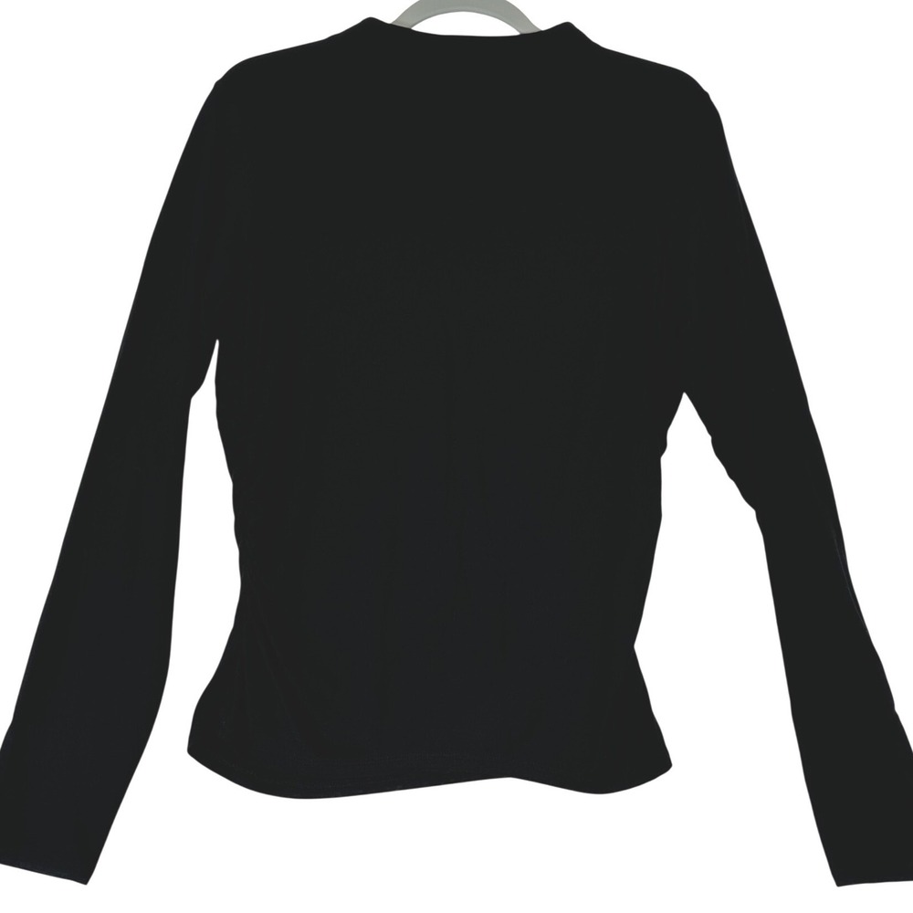 DKNY Black Ruched‎ Long Sleeve Top Size L Soft Stretch Minimalist Chic Capsule